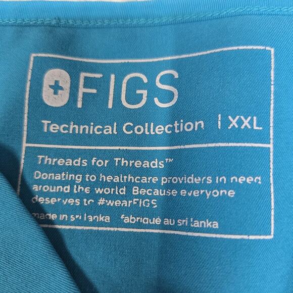 Figs Scrub Top Womens XXL Set Of 2 Casma V-Neck Aqua Blue Medical Dental Comfort - Picture 6 of 10